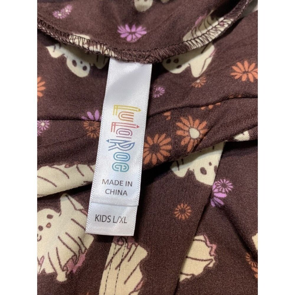 LuLaRoe Girls Leggings L/XL Halloween Brown Purple‎ Floral Ghosts Size 7-12 NEW - Picture 3 of 4